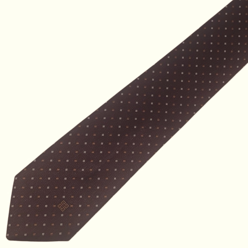 VTG Givenchy Paris Polka Dot Classic Retro Brown Designer Men’s Neck Tie